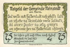 Német Birodalom/Weimari Köztársaság/ Neinstedt 1921. 75Pf(6x) 6klf db, teljes sor T:I