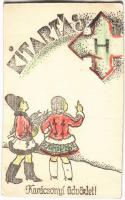 1938 Kitartás! Karácsonyi üdvözlet. Magyar Nyilaskeresztes Párt propaganda lapja / Christmas, Hungarian Arrow Cross Party propaganda card (EK)