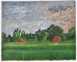 Sándor Kata jelzéssel: Gacsály (Szabolcs-Szatmár-Bereg megye), 1932. Olaj, vászon, kartonra kasírozva. Jobb felső sarkában töréssel. 40,5x50,5 cm