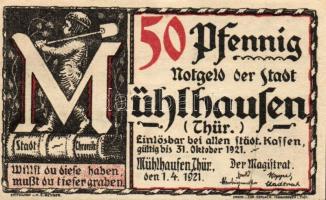 Német Birodalom/Weimari Köztársaság/ Mühlhausen 1921. 50Pf(5x) 5klf db, teljes sor T:I-