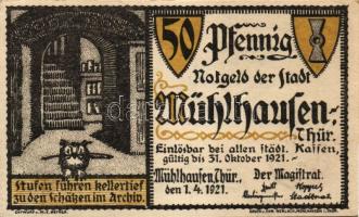 Német Birodalom/Weimari Köztársaság/ Mühlhausen 1921. 50Pf(5x) 5klf db, teljes sor T:I-