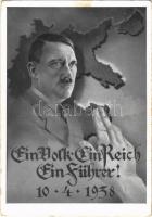 Ein Volk, Ein Reich, Ein Führer! 10. 4. 1938. / Adolf Hitler. NSDAP German Nazi Party propaganda + 1938 Ein Volk Ein Reich Ein Führer Wien SO. Stpl. (EK)