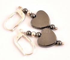 Ezüst (Ag) fülbevaló hematit kővel 3,43 g