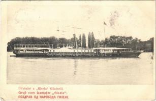 1906 Üdvözlet a Gisela gőzösről / Gruß vom Dampfer Gisela / passenger steamship (EK)