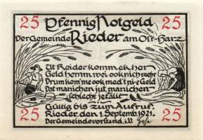 Német Birodalom/Weimari Köztársaság/ Rieder 1921. 10Pf + 25Pf + 50Pf + 75Pf 4klf db, teljes sor T:I