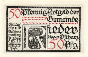 Német Birodalom/Weimari Köztársaság/ Rieder 1921. 50Pf(7x) 7klf db, teljes sor T:I