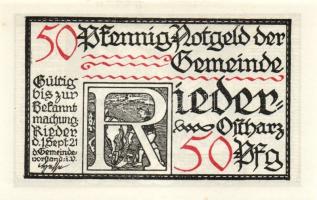 Német Birodalom/Weimari Köztársaság/ Rieder 1921. 50Pf(7x) 7klf db, teljes sor T:I