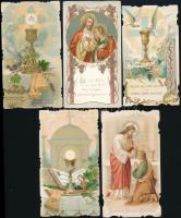 1903-1936 Vegyes szentkép tétel, 5 db, litografáltak, a hátoldalak egy részén bejegyzéssel, 11,5x6,5 cm és 12,5x7 cm