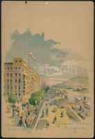 cca 1890 Grand Hotel Hungária litho reklám kártya 11x16 cm