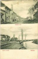 1911 Hatvan, Verbőczi utca, Zagyva részlet, Thieme Géza cukrász, Ádler A. fia üzlete