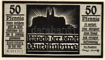 Német Birodalom/Weimari Köztársaság/ Quedlinburg 1921. 50Pf(6x) 6klf db, teljes sor T:I