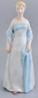 Zsolnay porcelán hölgy szobor, kézzel festett, jelzett, apró mázhibával, m: 29,5 cm