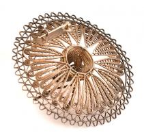 Ezüst(Ag) Sombrero alakú filigrán bross, jelzett, d: 6,5 cm, nettó: 21,25 g