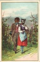 1899 Romantic cat couple. litho (EK)