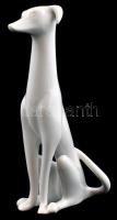 Art-deco stílusú porcelán kutya, fehér mázas, jelzés nélkül, hibátlan, m: 16 cm