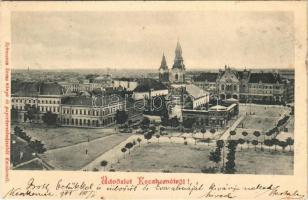 1901 Kecskemét, tér, városház, templomok, üzletek