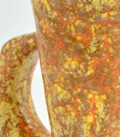 Iparművészeti Vállalatos Gorka stilizált madár formájú mázas kerámia váza, jelzett, peremén apró máz...