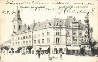 1906 Kecskemét, Szentháromság tér és szobor, katolikus bérház, Gyenes S. és fiai üzlete  (Rb)