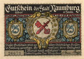 Német Birodalom/Weimari Köztársaság/ Naumburg 1921. 25Pf(3x) + 75Pf(3x) 6klf db, teljes sor T:I