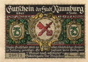 Német Birodalom/Weimari Köztársaság/ Naumburg 1921. 25Pf(3x) + 75Pf(3x) 6klf db, teljes sor T:I