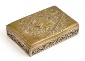 Ázsiai fém doboz, madár figurával, 9×6×2 cm