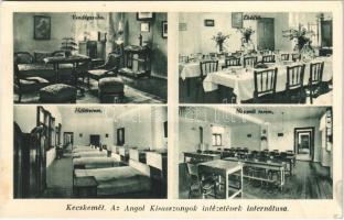 Kecskemét, Angol Kisasszonyok intézetének internátusa, ebédlő, hálóterem, nappali terem, vendégszoba, belső