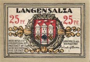 Német Birodalom/Weimari Köztársaság/ Langensalza 1921. 25Pf(6x) 6klf db, teljes sor T:I