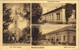 1938 Mezőkovácsháza, római katolikus templom, állami elemi iskola, főszolgabírói hivatal