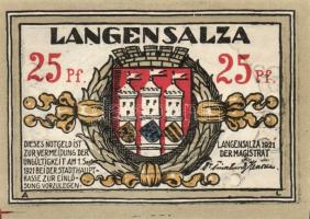 Német Birodalom/Weimari Köztársaság/ Langensalza 1921. 25Pf(6x) 6klf db, teljes sor T:I