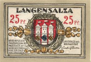 Német Birodalom/Weimari Köztársaság/ Langensalza 1921. 25Pf(6x) 6klf db, teljes sor T:I