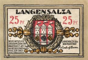 Német Birodalom/Weimari Köztársaság/ Langensalza 1921. 25Pf(6x) 6klf db, teljes sor T:I