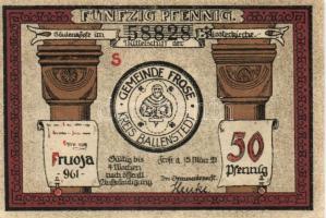 Német Birodalom/Weimari Köztársaság/ Frose 1921. 25Pf + 50Pf(4x) 5klf db, teljes sor T:I