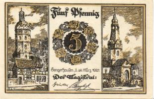 Német Birodalom/Weimari Köztársaság/ Sangerhausen 1921. 5Pf + 10Pf + 25Pf + 50Pf 4klf db, teljes sor T:I