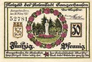 Német Birodalom/Weimari Köztársaság/ Sangerhausen 1921. 5Pf + 10Pf + 25Pf + 50Pf 4klf db, teljes sor...