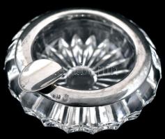Üveg hamutál, ezüst (Ag) peremmel, jelzett, m: 3 cm, d: 4,5 cm