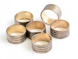 Ezüst (Ag) szalvétagyűrűk, 6 db, jelzettek, d: 2 cm nettó: 28,63 g