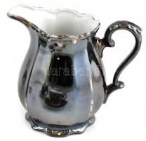 'Rudolf Wächter Bavaria' teás készlet, ezüst mázzal, jelzés nélkül, 6 csésze, 6 alj, kiönt...