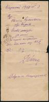 1927 Dr. Willax Ferenc kaposvári orvos kézzel írt receptje aláírásával, lap tetején kisebb lyukkal, kisebb szakadásokkal, hajtásnyommal