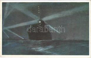 Auf treuer Wacht. Deutscher Schulverein Karte Nr. 990. / WWI Austro-Hungarian Navy, K.u.K. Kriegsmarine art postcard s: Harry Heusser