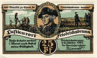 Német Birodalom/Weimari Köztársaság/ Friedrischbrunn 1921. 25Pf(2x) + 50Pf(2x) + 75Pf(2x) 6klf db, teljes sor T:I,I-