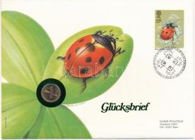 Svájc 1982. 1r Br szerencselevél felbélyegzett borítékban T:1 Switzerland 1982. 1 Rappen Br Glücksbrief (luck-letter) in envelope with stamp C:UNC