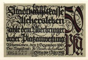 Német Birodalom/Weimari Köztársaság/ Aschersleben 1921. 25Pf(2x) + 50Pf(2x) + 75Pf 5klf db, teljes s...