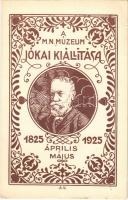 1825-1925 A budapesti Magyar Nemzeti Múzeum Jókai kiállítása emléklapja / Jókai memorial exhibition advertisement (gyűrődés / crease)