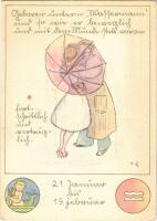 Wassermann 21. Januar bis 19. Februar / Aquarius zodiac art postcard. Tebe Nr. 860/2. (EK)