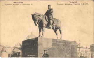 Saint Petersburg, St. Petersbourg, Petrograd; Monument dEmpereur Alexandre III / Emperor Alexander III of Russia statue (wet damage)