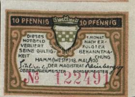 Német Birodalom/Weimari Köztársaság/Hamm 1920. 10Pf(2x) + 25Pf(2x) + 50Pf(2x) 6klf db, teljes sor T:...