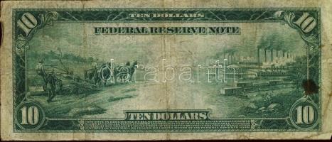 USA/Federal Reserve Note 1914. 10$ "kék" aláírás variáns T:III