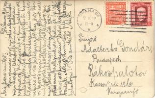 1929 Praha, Prága, Prag; Eszperantó csoport a vasútállomáson / Esperanto group at the railway statio...