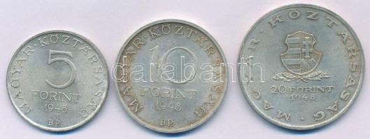1948. 5Ft Ag "Petőfi" + 10Ft Ag "Széchenyi" + 20Ft Ag "Táncsics" &quot...