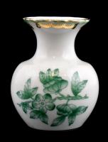 Herendi Viktória mintás mini váza, kézzel festett, jelzett, szájánál hajszálrepedéssel, m: 6,5 cm